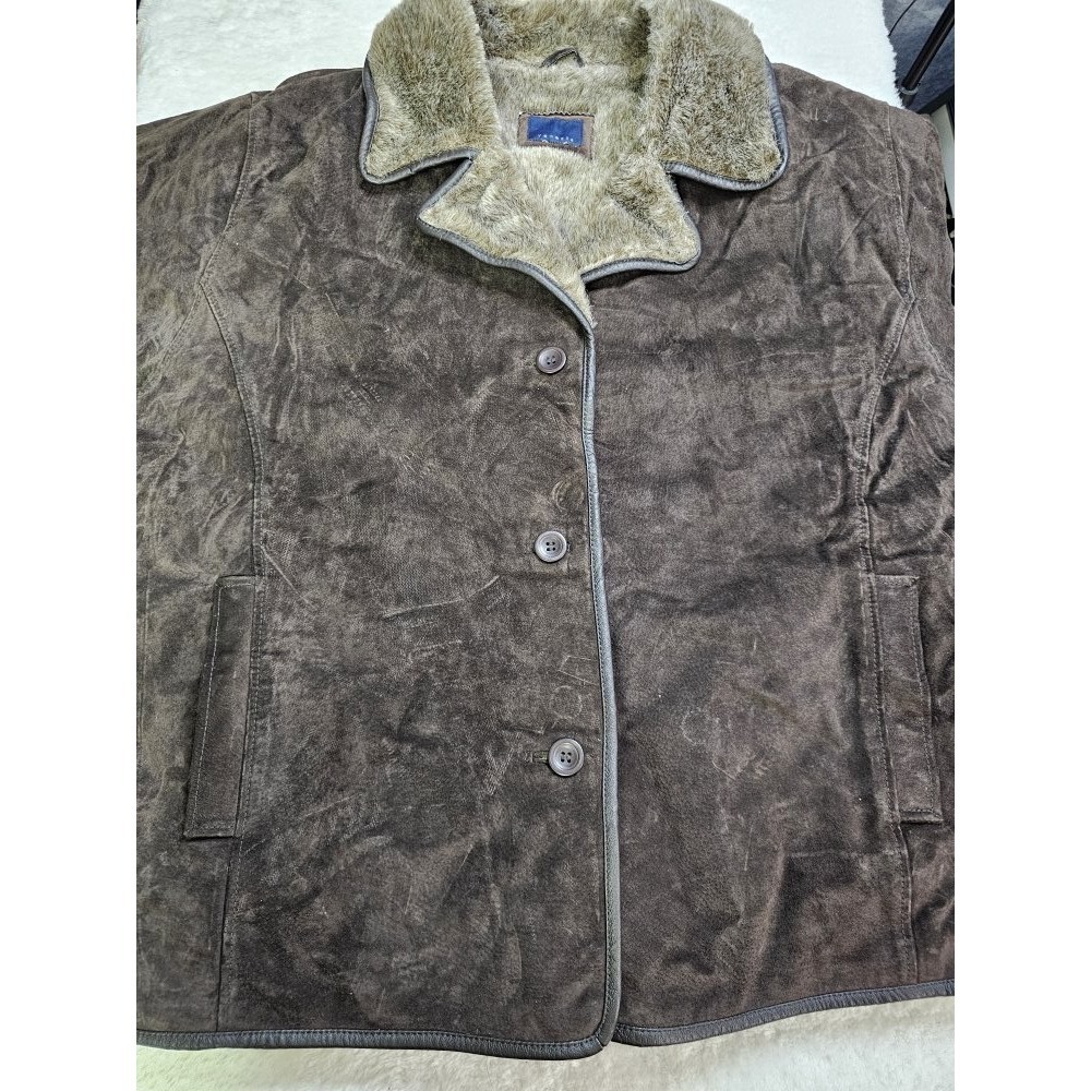 Lane Bryant Venezia Suede Leather Faux Fur Size 3xl Jacket ~ Heavy - Picture 4 of 9